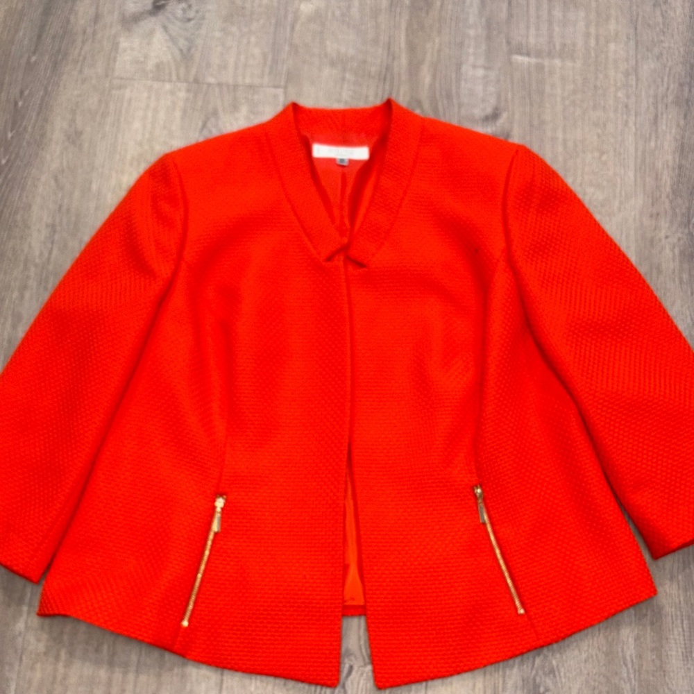 Kasper Vibrant Orange Women's Blazer with Zipper Accents